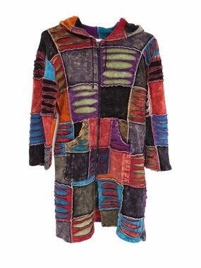 Kraft Mandu hoodie/sweater women size L patchwork Art to wear boho hippie grunge